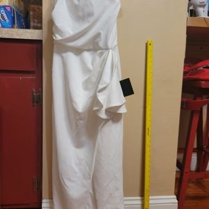 New one strap tea length wedding dress size 2 white